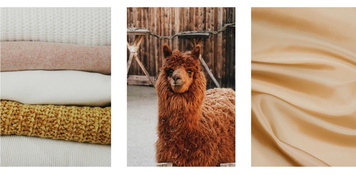 Assorted natural fibers and woven textiles representing materials such as linen, wool, and silk